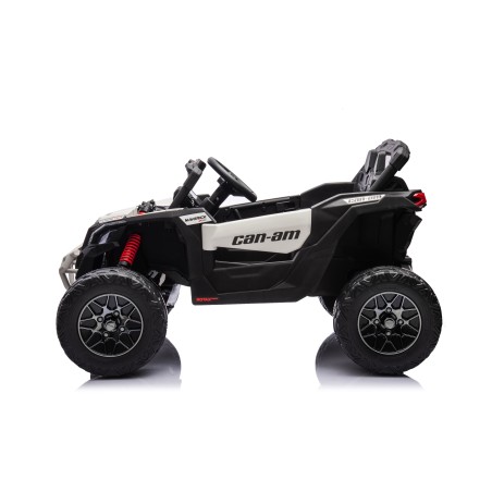 Auto Macchina Elettrica per Bambini 24V UTV CAN AM MAVERICK Full Optional Telecomando 2 Motori da 200W Porte Apribili Bianca