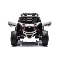 Auto Macchina Elettrica per Bambini 24V UTV CAN AM MAVERICK Full Optional Telecomando 2 Motori da 200W Porte Apribili Bianca