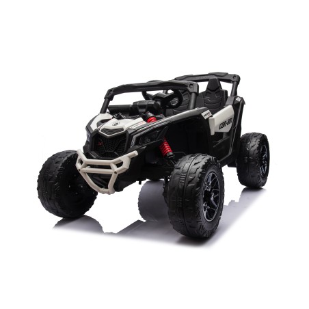 Auto Macchina Elettrica per Bambini 24V UTV CAN AM MAVERICK Full Optional Telecomando 2 Motori da 200W Porte Apribili Bianca