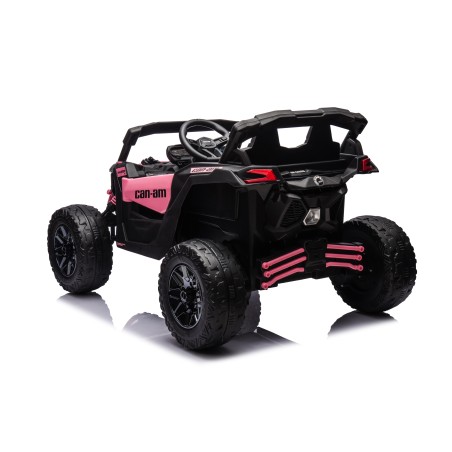 Auto Macchina Elettrica per Bambini 24V UTV CAN AM MAVERICK Full Optional Telecomando 2 Motori da 200W Porte Apribili Rosa