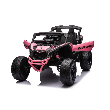 Auto Macchina Elettrica per Bambini 24V UTV CAN AM MAVERICK Full Optional Telecomando 2 Motori da 200W Porte Apribili Rosa