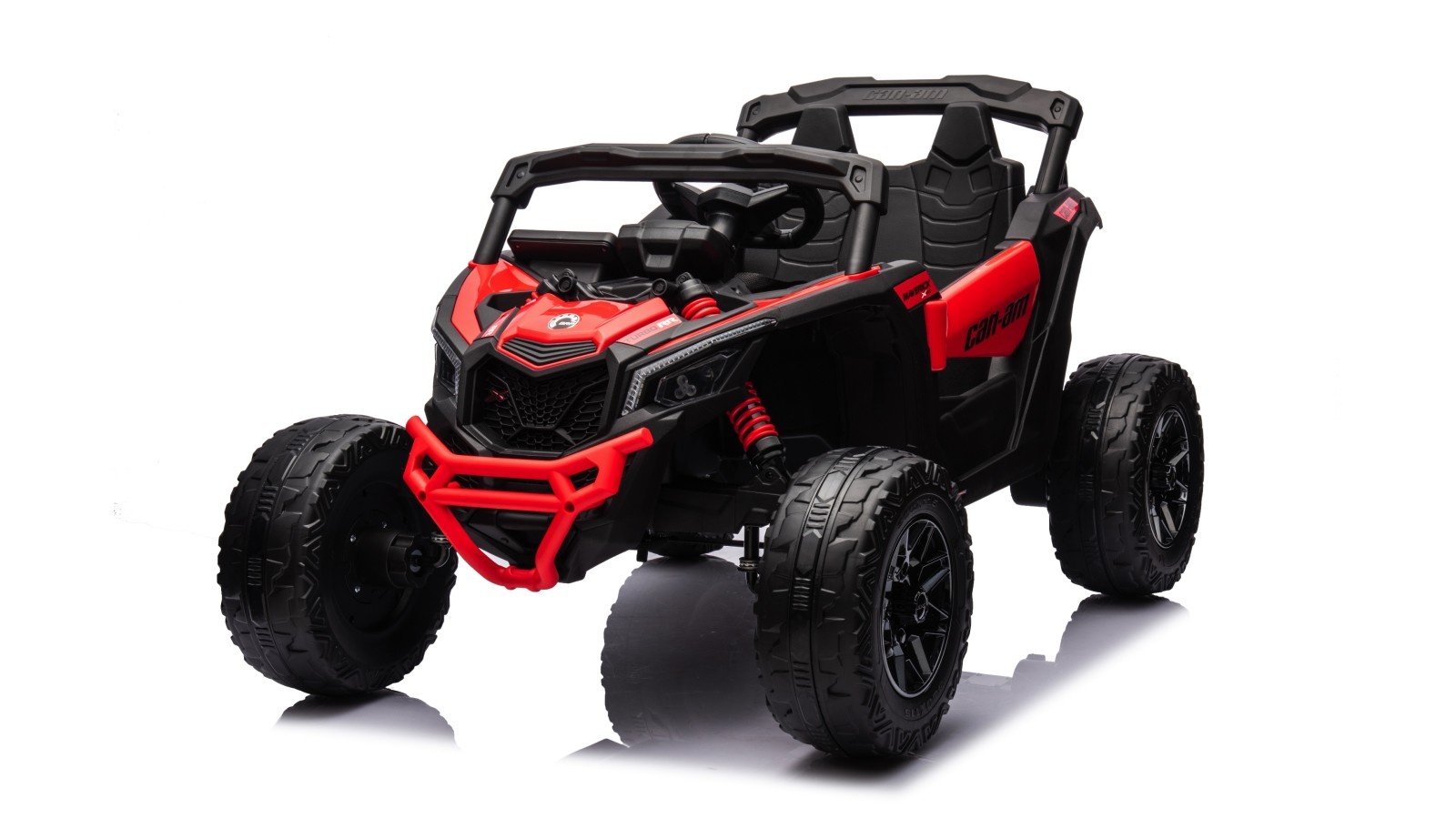 Auto Macchina Elettrica per Bambini 24V UTV CAN AM MAVERICK Full Optional Telecomando 2 Motori da 200W Porte Apribili Rossa