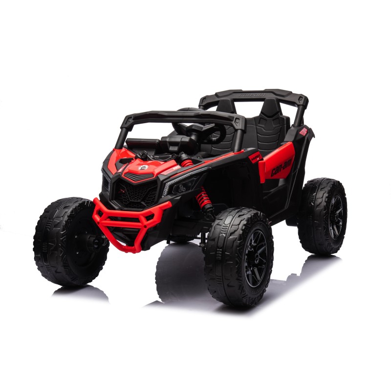 Auto Macchina Elettrica per Bambini 24V UTV CAN AM MAVERICK Full Optional Telecomando 2 Motori da 200W Porte Apribili Rossa