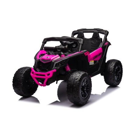 Auto Macchina Elettrica per Bambini 24V UTV CAN AM MAVERICK Full Optional Telecomando 2 Motori da 200W Porte Apribili Fucsia