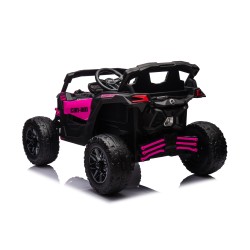 Auto Macchina Elettrica per Bambini 24V UTV CAN AM MAVERICK Full Optional Telecomando 2 Motori da 200W Porte Apribili Fucsia