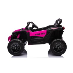 Auto Macchina Elettrica per Bambini 24V UTV CAN AM MAVERICK Full Optional Telecomando 2 Motori da 200W Porte Apribili Fucsia