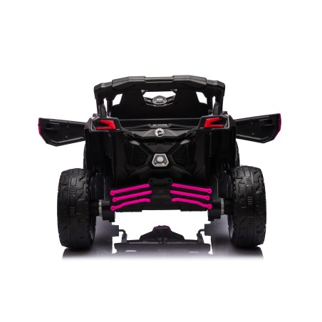 Auto Macchina Elettrica per Bambini 24V UTV CAN AM MAVERICK Full Optional Telecomando 2 Motori da 200W Porte Apribili Fucsia