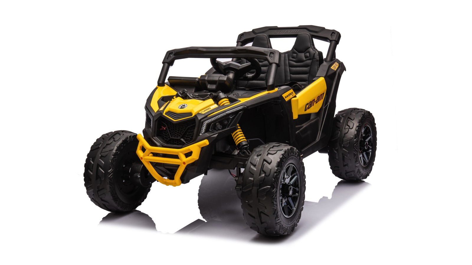 Auto Macchina Elettrica per Bambini 24V UTV CAN AM MAVERICK Full Optional Telecomando 2 Motori da 200W Porte Apribili Yellow