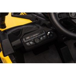 Auto Macchina Elettrica per Bambini 24V UTV CAN AM MAVERICK Full Optional Telecomando 2 Motori da 200W Porte Apribili Yellow