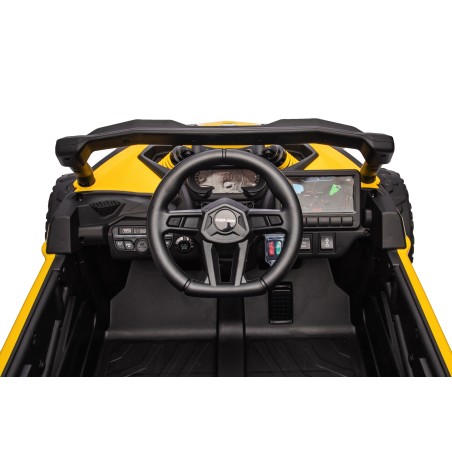 Auto Macchina Elettrica per Bambini 24V UTV CAN AM MAVERICK Full Optional Telecomando 2 Motori da 200W Porte Apribili Yellow