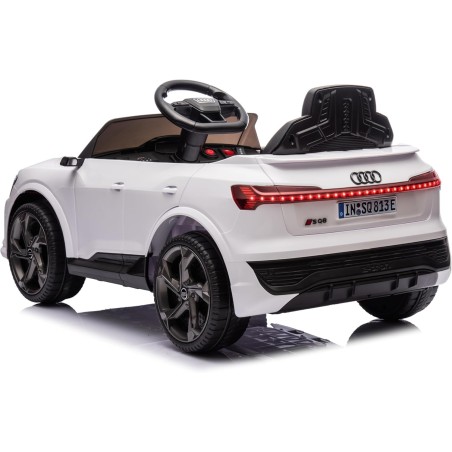 Auto Macchina Elettrica per Bambini 12V Audi SQ8 e-tron Sedile Pelle con Telecomando Cintura di Sicurezza Porte Apribili Bianca