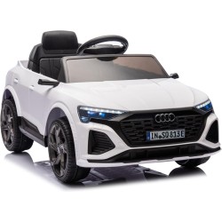 Auto Macchina Elettrica per Bambini 12V Audi SQ8 e-tron Sedile Pelle con Telecomando Cintura di Sicurezza Porte Apribili Bianca