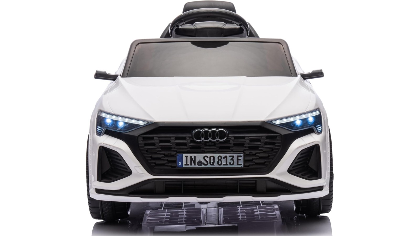 Auto Macchina Elettrica per Bambini 12V Audi SQ8 e-tron Sedile Pelle con Telecomando Cintura di Sicurezza Porte Apribili Bianca