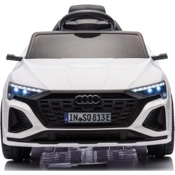 Auto Macchina Elettrica per Bambini 12V Audi SQ8 e-tron Sedile Pelle con Telecomando Cintura di Sicurezza Porte Apribili Bianca