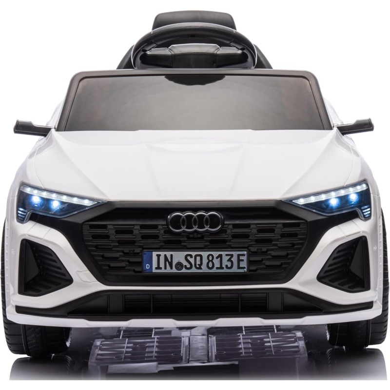 Auto Macchina Elettrica per Bambini 12V Audi SQ8 e-tron Sedile Pelle con Telecomando Cintura di Sicurezza Porte Apribili Bianca