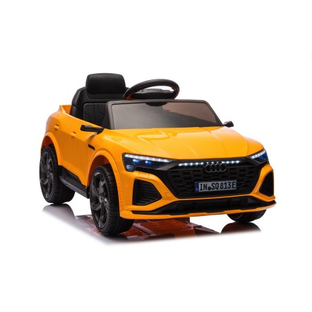 Auto Macchina Elettrica per Bambini 12V Audi SQ8 e-tron Sedile Pelle con Telecomando Cintura di Sicurezza Porte Apribili Giallo